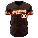 Personalized Brown White Orange Baseball Jersey - Custom Team Sports Apparel Personalized Brown White-Orange Baseball Jersey