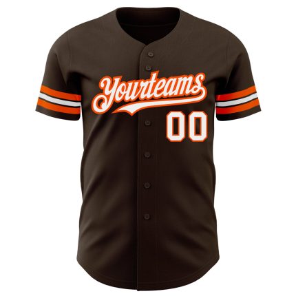 Personalized Brown White Orange Baseball Jersey - Custom Team Sports Apparel Personalized Brown White-Orange Baseball Jersey