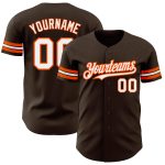 Personalized Brown White Orange Baseball Jersey - Custom Team Sports Apparel Personalized Brown White-Orange Baseball Jersey