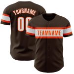 Custom Baseball Jersey in Brown White Orange for Kids - Size 4 Personalized Brown White-Orange Baseball Jersey 4