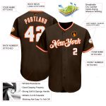 Personalized Orange White Brown Baseball Jersey for Men and Women, Custom Name & Number Personalized Brown White-Orange Baseball