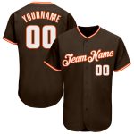 Personalized Orange White Brown Baseball Jersey for Men and Women, Custom Name & Number Personalized Brown White-Orange Baseball