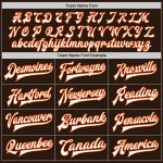 Custom Team Name Number Personalized Varsity Letterman Jacket Brown White Orange Full-Snap Bomber Jacket Personalized Brown