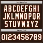 Custom Team Name Number Personalized Varsity Letterman Jacket Brown White Orange Full-Snap Bomber Jacket Personalized Brown