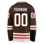 Custom Name and Number Personalized Hockey Jersey - Brown White Orange Team Jersey Personalized Brown White-Orange Hockey
