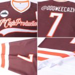 Custom Name and Number Personalized Hockey Jersey - Brown White Orange Team Jersey Personalized Brown White-Orange Hockey