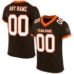 Personalized Authentic Football Jersey - Brown White-Orange Mesh Design Personalized Brown White-Orange Mesh Authentic Football