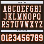 Custom brown, white and orange mesh football jersey, flat lay