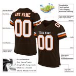 Personalized Mesh Football Jersey in Brown and White-Orange for Custom Team Apparel Personalized Brown White-Orange Mesh