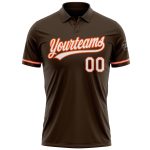 Personalized Performance Vapor Golf Polo Shirt in Brown White-Orange Personalized Brown White-Orange Performance Vapor Golf