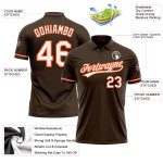 Personalized Performance Vapor Golf Polo Shirt in Brown White-Orange Personalized Brown White-Orange Performance Vapor Golf