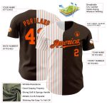 Personalized Pinstripe Baseball Jersey - Brown White Orange Split Fashion Jersey Personalized Brown White-Orange Pinstripe
