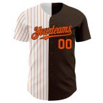 Personalized Pinstripe Baseball Jersey - Brown White Orange Split Fashion Jersey Personalized Brown White-Orange Pinstripe