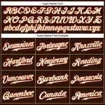 Personalized Baseball Jersey Sleeveless in Brown White and Orange Personalized Brown White-Orange Sleeveless Baseball Jersey