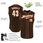 Personalized Baseball Jersey Sleeveless in Brown White and Orange Personalized Brown White-Orange Sleeveless Baseball Jersey