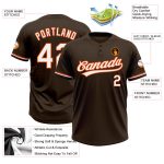 Personalized Unisex Softball Jersey - Brown & White-Orange Two-Button Design Personalized Brown White-Orange Two-Button Unisex