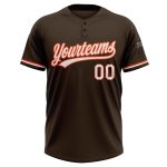 Personalized Unisex Softball Jersey - Brown & White-Orange Two-Button Design Personalized Brown White-Orange Two-Button Unisex