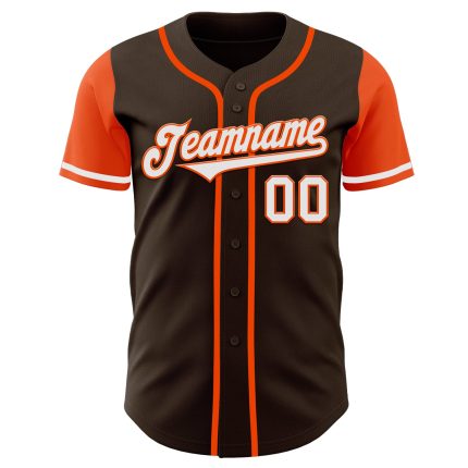 Personalized Two Tone Brown White-Orange Baseball Jersey for Men and Women Personalized Brown White-Orange Two Tone Baseball