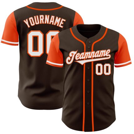 Personalized Two Tone Brown White-Orange Baseball Jersey for Men and Women Personalized Brown White-Orange Two Tone Baseball