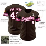 Personalized Baseball Jersey for Kids - Brown and White with Pink Trim Personalized Brown White-Pink Baseball Jersey