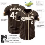 Personalized Cream Brown White Pinstripe Baseball Jersey for City Fans Personalized Brown White Pinstripe City Cream Baseball
