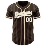 Personalized Cream Brown White Pinstripe Baseball Jersey for City Fans Personalized Brown White Pinstripe City Cream Baseball