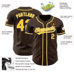 Custom Name Number Personalized Gold Pinstripe Baseball Jersey - Brown White Authentic Team Jersey Personalized Brown White