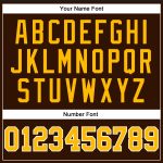 Custom Personalized Basketball Jersey with Team Name, Number, Brown White Pinstripe, Gold Design Personalized Brown White
