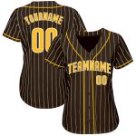 Personalized Gold White Brown Pinstripe Baseball Jersey for Men and Women Personalized Brown White Pinstripe Gold-White Baseball