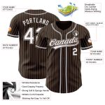 Custom Authentic Baseball Jersey - Personalized Gray Brown White Pinstripe with Team Name and Number Personalized Brown White