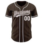 Custom Authentic Baseball Jersey - Personalized Gray Brown White Pinstripe with Team Name and Number Personalized Brown White