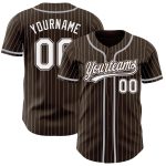 Personalized Baseball Jersey for Men in Brown White Pinstripe Gray Design Personalized Brown White Pinstripe Gray Baseball