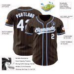 Custom Name Number Authentic Baseball Jersey Personalized Brown White Light Blue Pinstripe Personalized Brown White Pinstripe