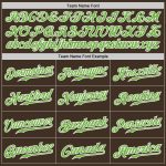 Custom Team Baseball Jersey - Personalized Authentic Brown White Pinstripe with Neon Green-White Name & Number Personalized