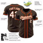 Custom Personalized Orange Brown White Pinstripe Baseball Jersey with Team Name and Number Personalized Brown White Pinstripe