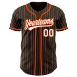 Custom Personalized Orange Brown White Pinstripe Baseball Jersey with Team Name and Number Personalized Brown White Pinstripe