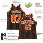 Custom Brown White Pinstripe Orange Basketball Jersey - Personalized Team Name & Number Authentic Personalized Brown White