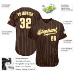 Custom Name and Number Personalized Brown White Pinstripe Authentic Baseball Jersey - Team Apparel Personalized Brown White