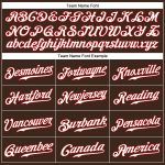 Personalized Brown and White Pinstripe Baseball Jersey with Red Accents Personalized Brown White Pinstripe White-Red Baseball