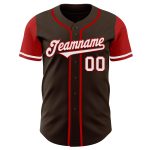 Custom Two Tone Baseball Jersey - Personalized Authentic Brown White-Red Team Name & Number Personalized Brown White-Red