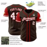 Custom Two Tone Baseball Jersey - Personalized Authentic Brown White-Red Team Name & Number Personalized Brown White-Red