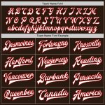 Custom Personalized Varsity Letterman Bomber Jacket with Team Name and Number in Brown Red White Personalized Brown White-Red