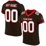 Personalized Brown Red White Mesh Football Jersey for Men and Women Personalized Brown White-Red Mesh Football Jersey 2