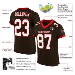 Personalized Brown Red White Mesh Football Jersey for Men and Women Personalized Brown White-Red Mesh Football Jersey 2