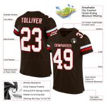 Personalized Brown Red White Mesh Football Jersey for Men, Women & Kids Personalized Brown White-Red Mesh Football Jersey