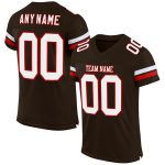 Personalized Brown Red White Mesh Football Jersey for Men, Women & Kids Personalized Brown White-Red Mesh Football Jersey