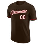 Custom Team Name and Number Performance T-Shirt - Personalized Brown White-Red Design Personalized Brown White-Red Performance