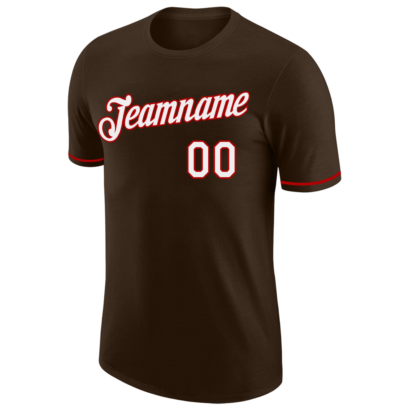 Personalized Brown White-Red Performance T-Shirt Team Custom Name and Number Custom Team Name and Number Performance T-Shirt - Personalized Brown White-Red Design Personalized Brown White-Red Performance - Image 5