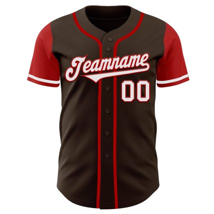 Personalized Two Tone Brown White Red Baseball Jersey for Men and Women Personalized Brown White-Red Two Tone Baseball Jersey