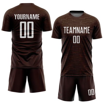 Personalized Soccer Jersey - Brown White Sublimation Uniform for Men, Women, Kids Personalized Brown White Sublimation Soccer